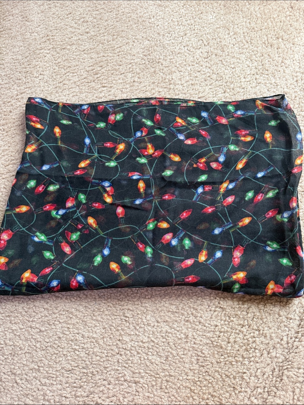 Claire's Black Infinity Scarf with Multicolor Holiday Light Print